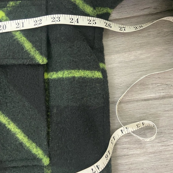 ZARA Oversized Plaid Shacket Coat Neon Green Black Wool Blend Y2K - Picture 13 of 14